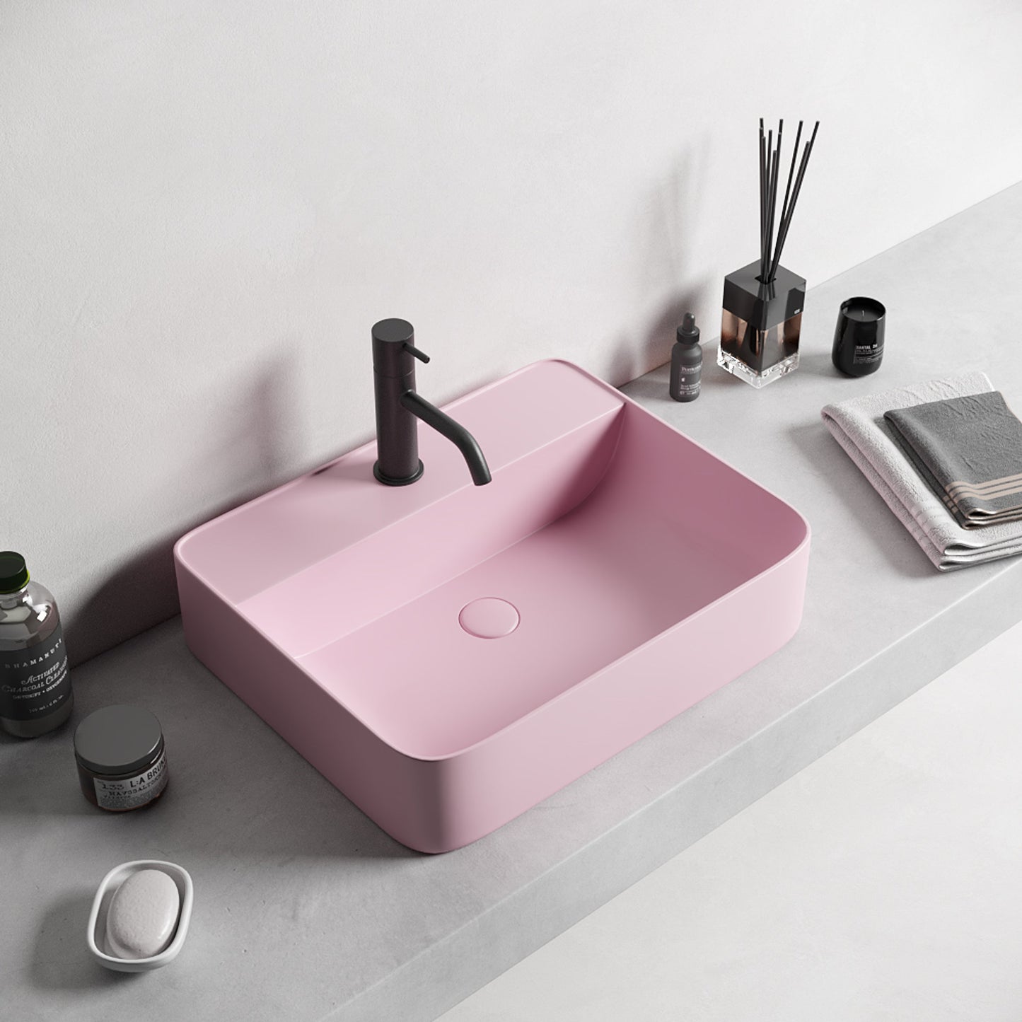Lavoar ceramic Roz Mat DT 40.5x50.5 cm