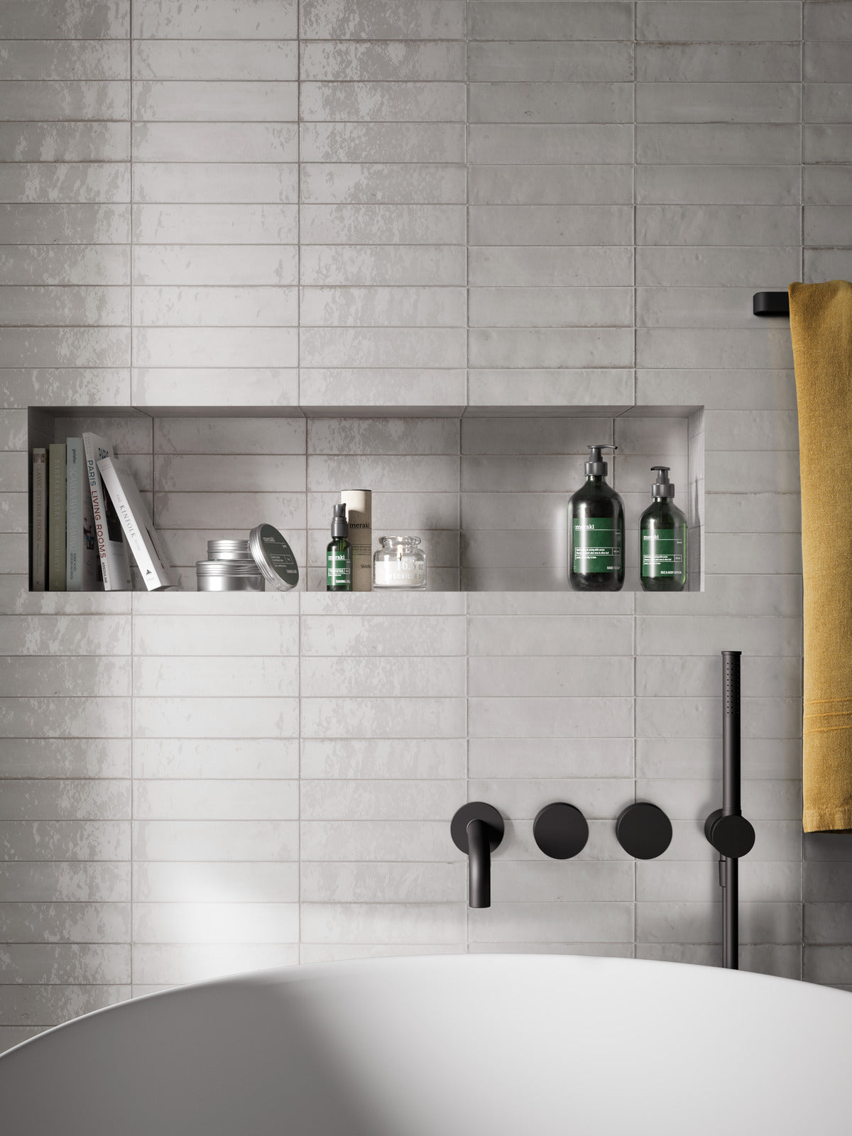 Faianta Marazzi Lume White 6x24 cm, ceramica portelanata