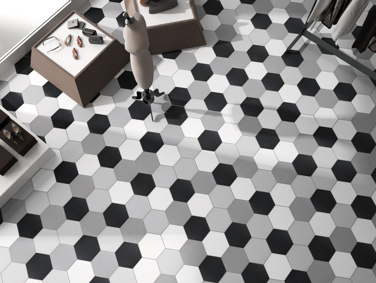 Gresie / Faianta Basic Black Hexagon 22x25 cm, ceramica portelanata, Spania