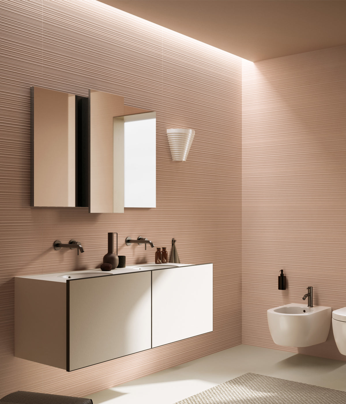 Gresie Nuances Rose Ribbed 60x120 cm, finisaj mat