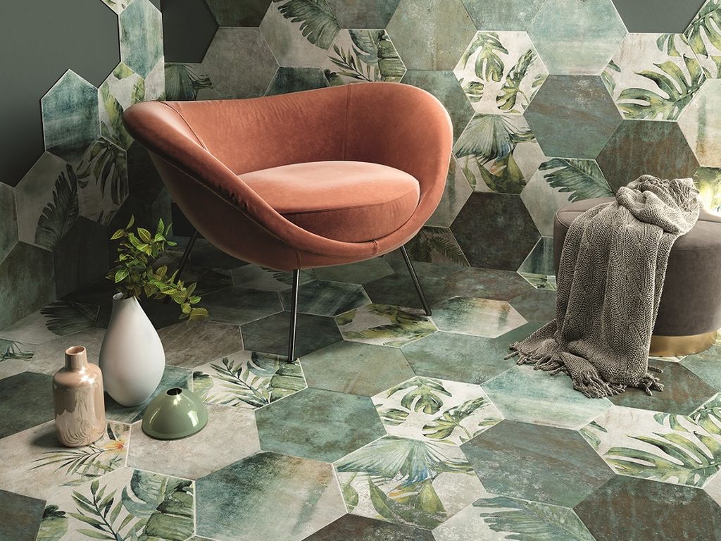 Faianta / Gresie Amazonia Emerald 32x36.8 cm Hex, ceramica portelanata