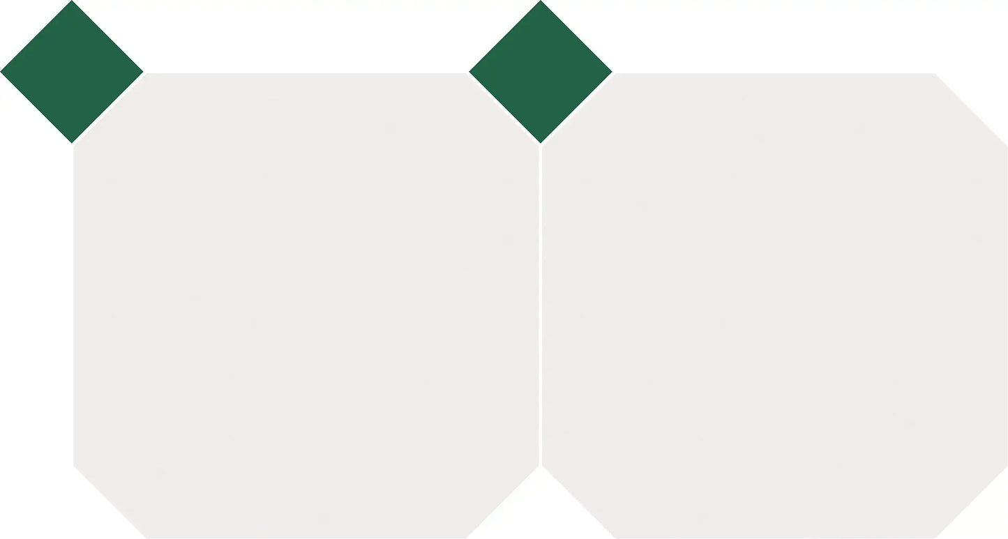 Gresie octogonala alba Bianco Ottagono 20x20cm + Taco Verde Mat 5x5cm, portelanata