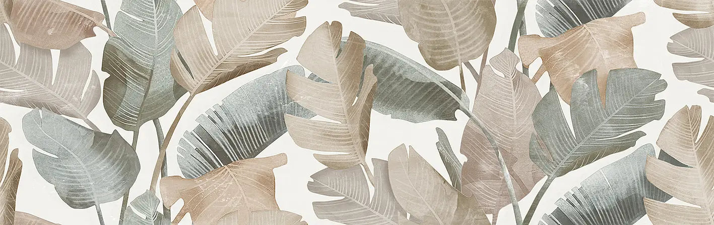 Faianta decorativa Enya Leaves White 31x100 cm