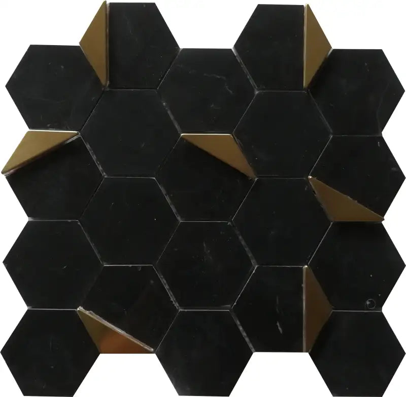 Mozaic negru auriu piatra hexagon Gold M. 29.5x30.5 cm