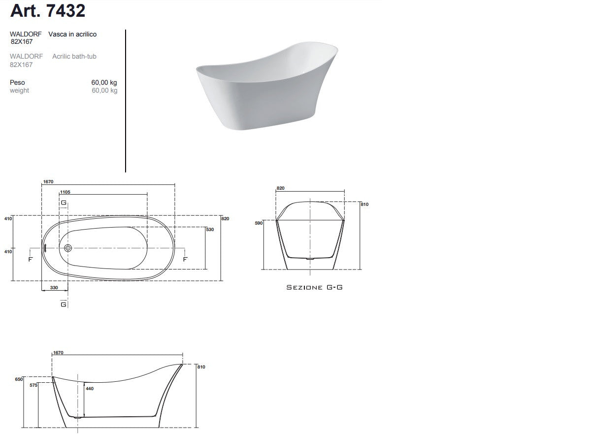 Cada acrilica Waldorf, stil colonial, cod 7432, dimensiune 82x167x h65 cm