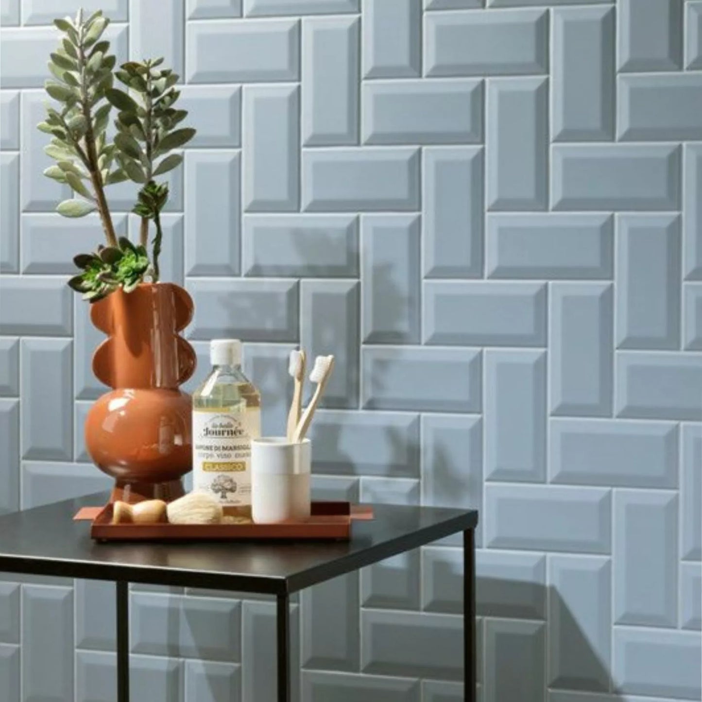 Faianta Polvere albastru deschis, 7.5x15 cm, portelanata, finisaj mat