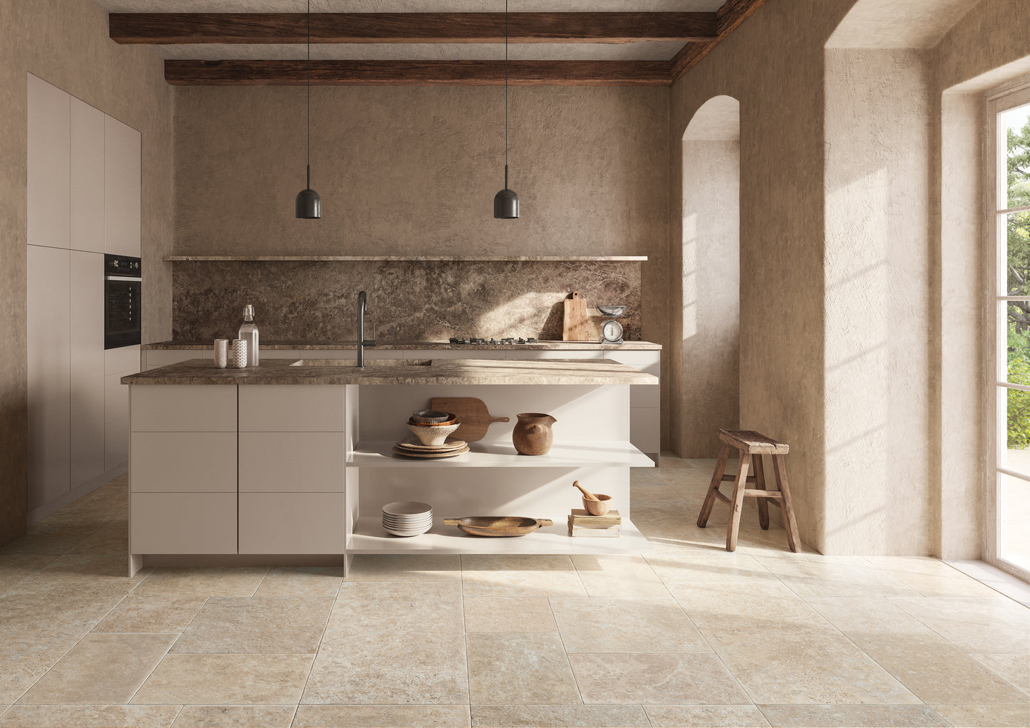 Gresie portelanata Timestone Beige 33.3x33.3 cm, productie Italia
