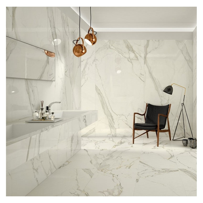 Lastra ceramica Caesar Anima Calacatta Oro Lucios 120x278 cm, 6 mm, productie Italia