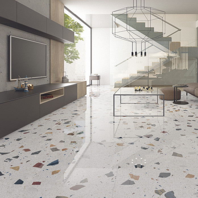 Gresie / Faianta Stracciatella Nacar Polished 79x79 cm, rectificat, finisaj super lucios, productie Spania