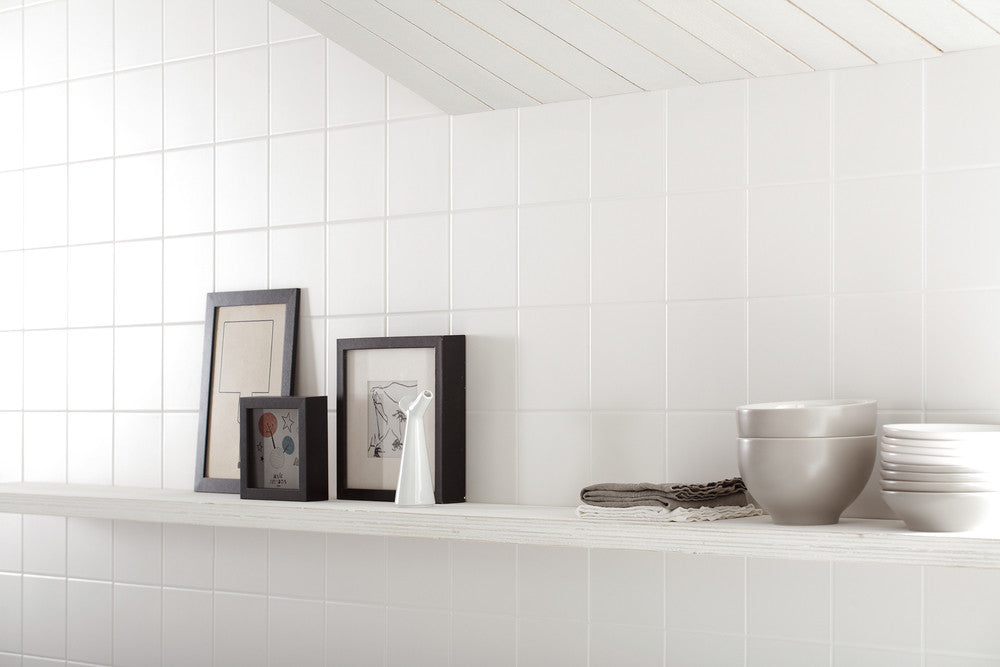 Gresie/Faianta portelanata Bianco 10x10 cm, finisaj mat, productie Italia