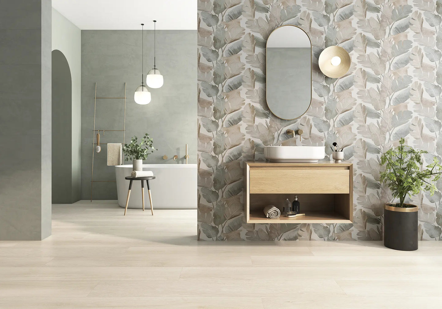 Faianta decorativa Enya Leaves White 31.6x100 cm