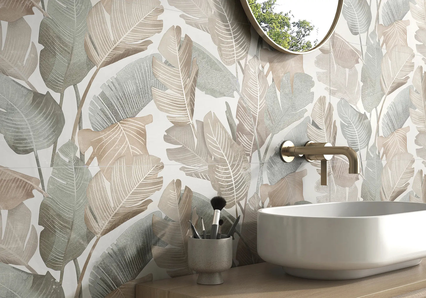 Faianta decorativa Enya Leaves White 31x100 cm