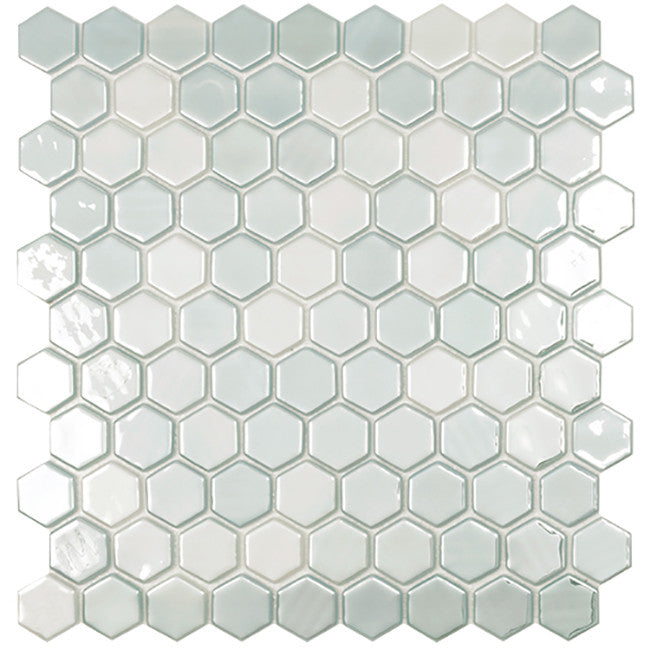 Mozaic sticla LUX White 6000H Hex. 30x30 cm