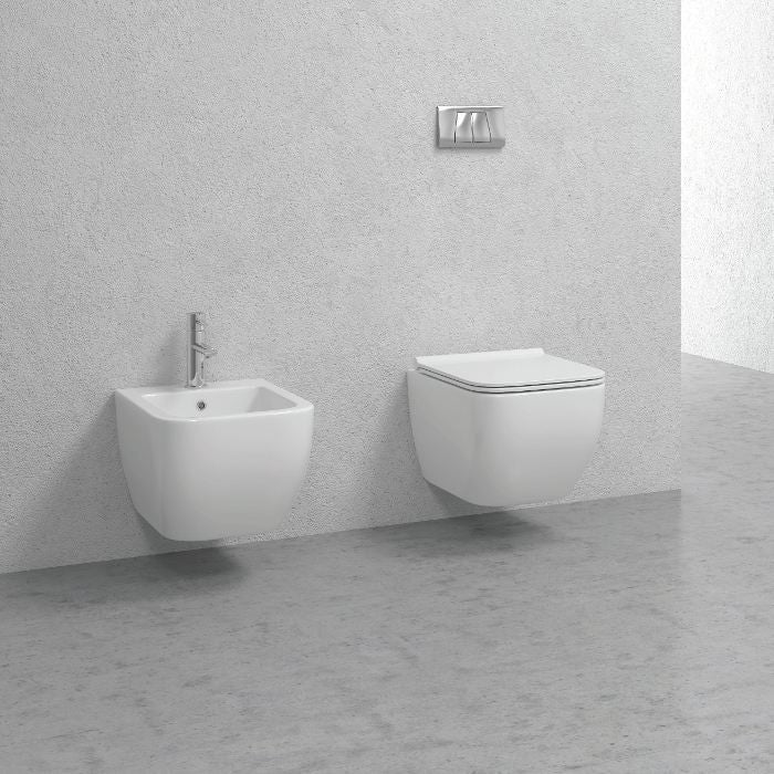 Set vas wc suspendat rimless, cu capac slim soft close + bideu suspendat Legend