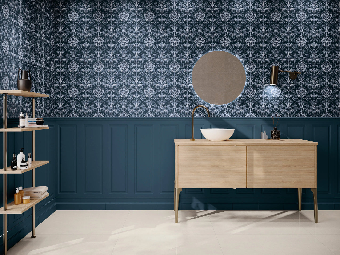 Faianta Boiserie Plinth_blue_mate 30x90 cm