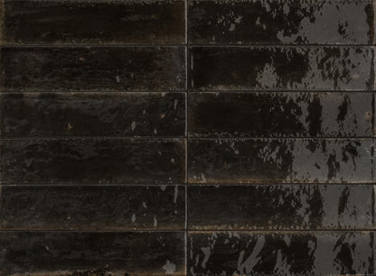 Faianta Marazzi Lume Black 6x24 cm, ceramica portelanata