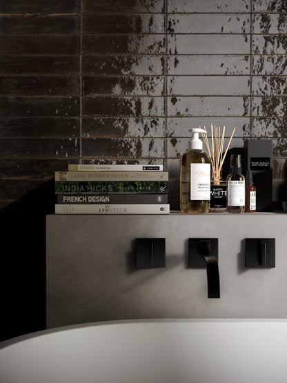 Faianta Marazzi Lume Black 6x24 cm, ceramica portelanata