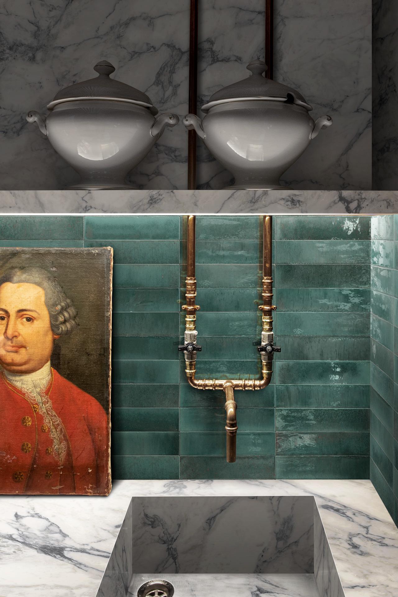 Faianta Marazzi Lume Turquoise 6x24 cm, ceramica portelanata