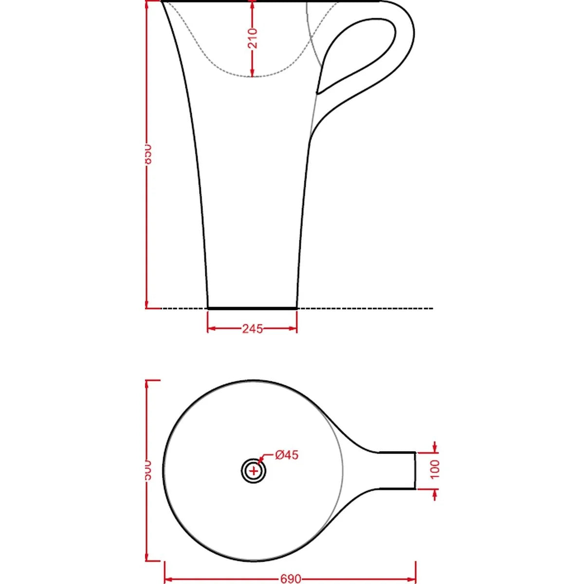 Lavoar freestanding Cup Artceram 70x50 cm H85 cm OSL004 - produs expus