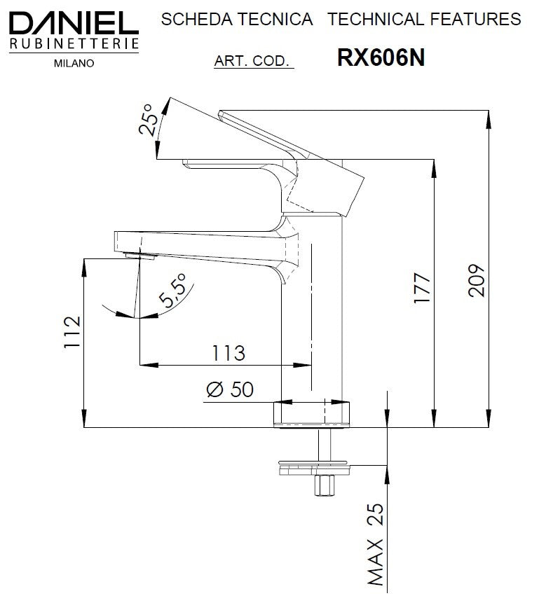Baterie lavoar Reflex RX606N crom