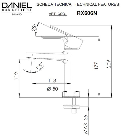 Baterie lavoar Reflex RX606N crom