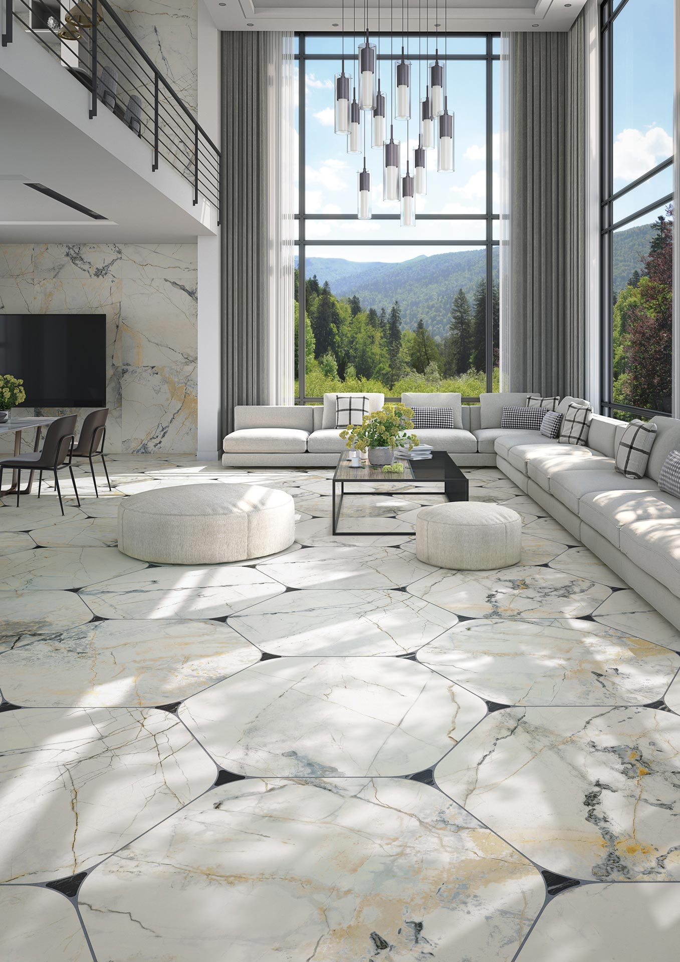 Gresie MARBLELOUS Pietra Erdek 118,9x108,5cm + Star Wailea 11,1x12,7cm