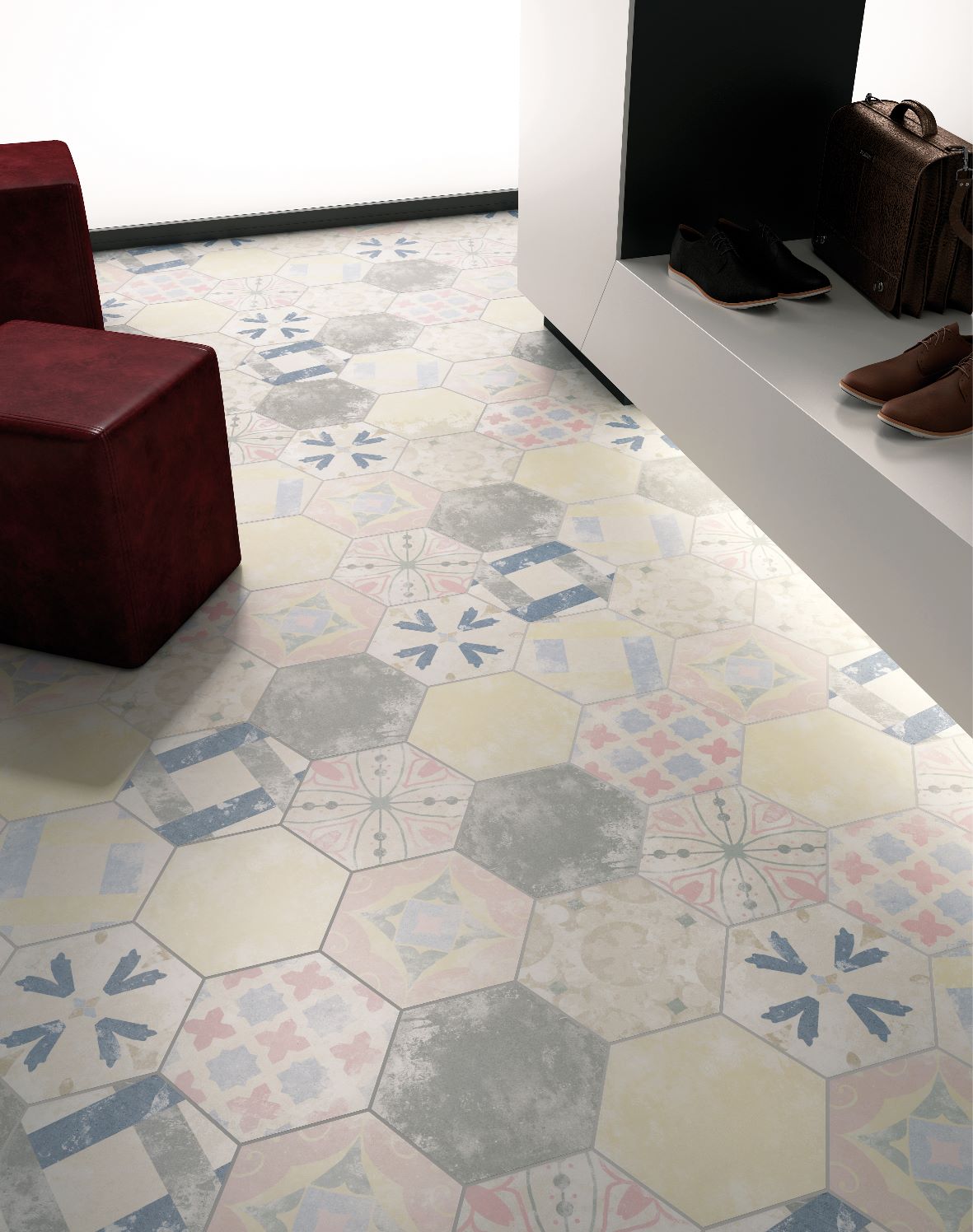 Gresie / Faianta Heritage Mix Hex 22x25 cm, ceramica portelanata, Spania