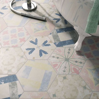 Gresie / Faianta Heritage Mix Hex 22x25 cm, ceramica portelanata, Spania
