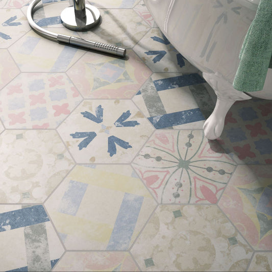 Gresie / Faianta Heritage Mix Hex 22x25 cm, ceramica portelanata, Spania