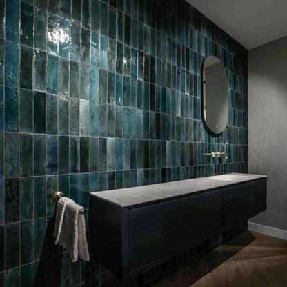 Faianta Marazzi Lume Blue 6x24 cm, ceramica portelanata