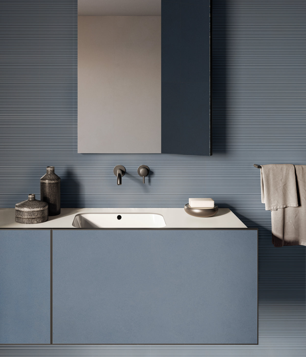 Gresie Nuances Cielo Ribbed 60x120 cm, finisaj mat