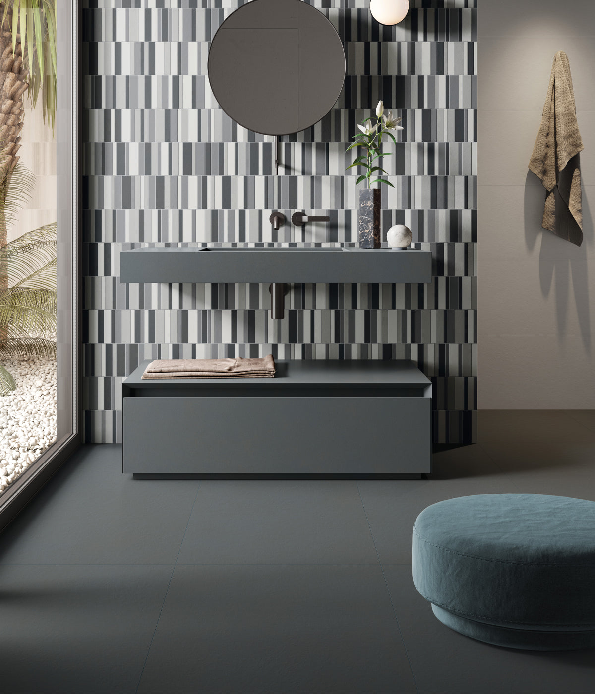 Gresie Nuances Nero 60x120 cm, finisaj mat