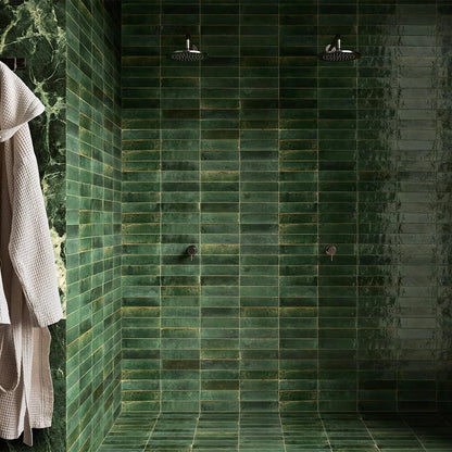 Faianta Marazzi Lume Green 6x24 cm, ceramica portelanata