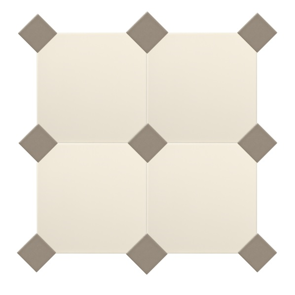 Gresie octogonala crem Cotone Ottagono 20x20cm + Taco Antracite 5x5cm, portelanata, productie Italia
