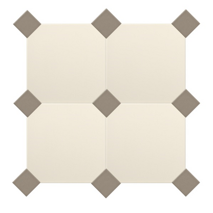Gresie octogonala crem Cotone Ottagono 20x20cm + Taco Antracite 5x5cm, portelanata, productie Italia