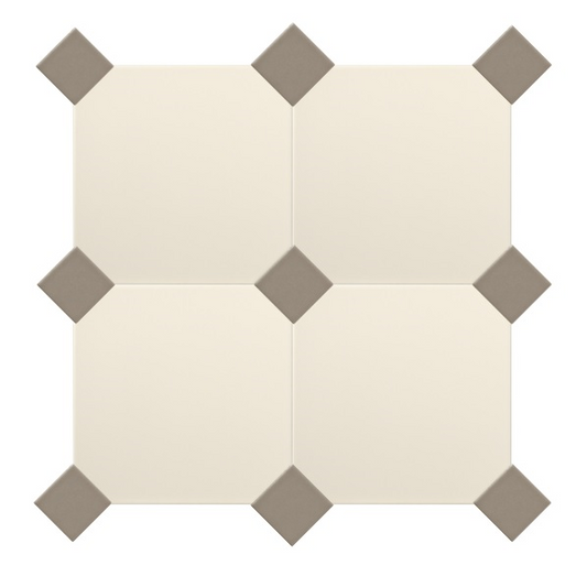 Gresie octogonala crem Cotone Ottagono 20x20cm + Taco Antracite 5x5cm, portelanata, productie Italia