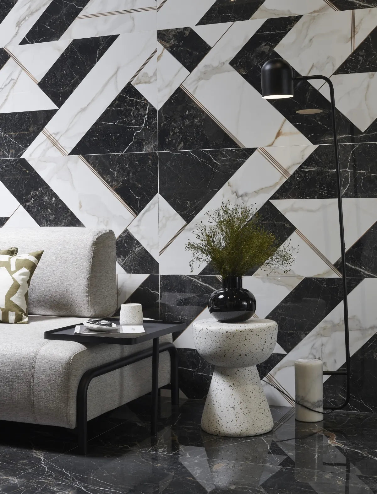 Gresie portelanata Saint Laurent Noir ART Starlight Polished 60x120 cm