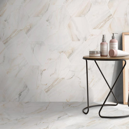 Gresie / Faianta portelanata Atlantis Gold Matt Hex 23x27 cm