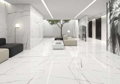 Gresie portelanata Sahara Bianco Super Polished 120x120 cm, rectificat