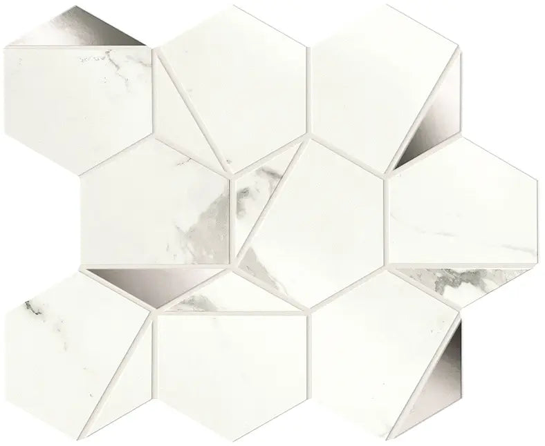 Mozaic Marvel Statuario Supremo Platino Hex Shiny 25.1x29 cm