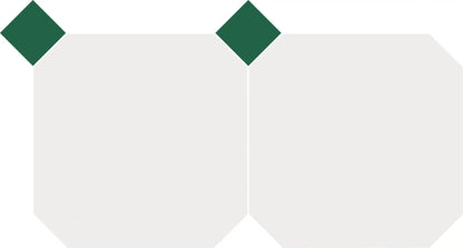 Gresie octogonala alba Bianco Ottagono 20x20cm + Taco Verde Mat 5x5cm, portelanata