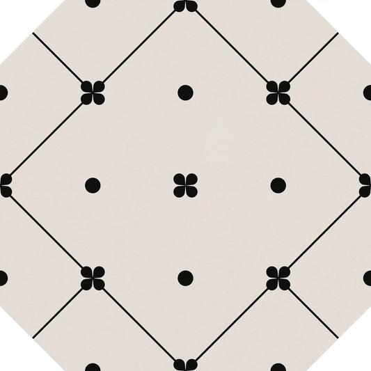 Gresie decorativa Octogon Tender Dec.3 Black&White 20×20 cm