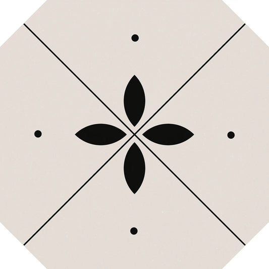 Gresie decorativa Octogon Tender Dec.4 Black&White 20×20 cm