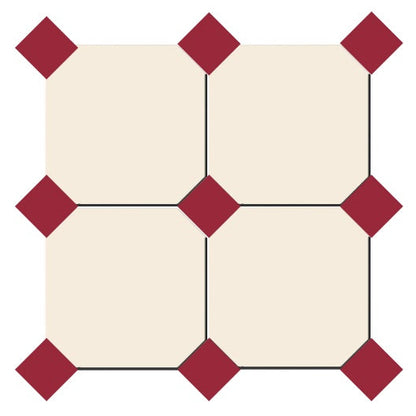 Gresie octogonala crem Cotone Ottagono 20x20cm + Taco Rubino 5x5cm, portelanata, productie Italia