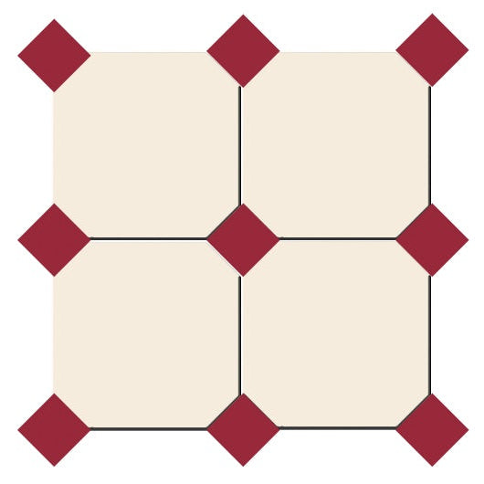 Gresie octogonala crem Cotone Ottagono 20x20cm + Taco Rubino 5x5cm, portelanata, productie Italia