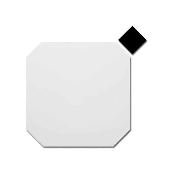 Gresie octogonala Bianco Ottagono 20x20cm + Taco Nero 5x5cm, portelanata, productie Italia