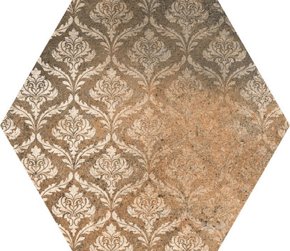 Gresie hexagonala Abadia Decor Mix 22x25 cm, finisaj rustic, productie Spania