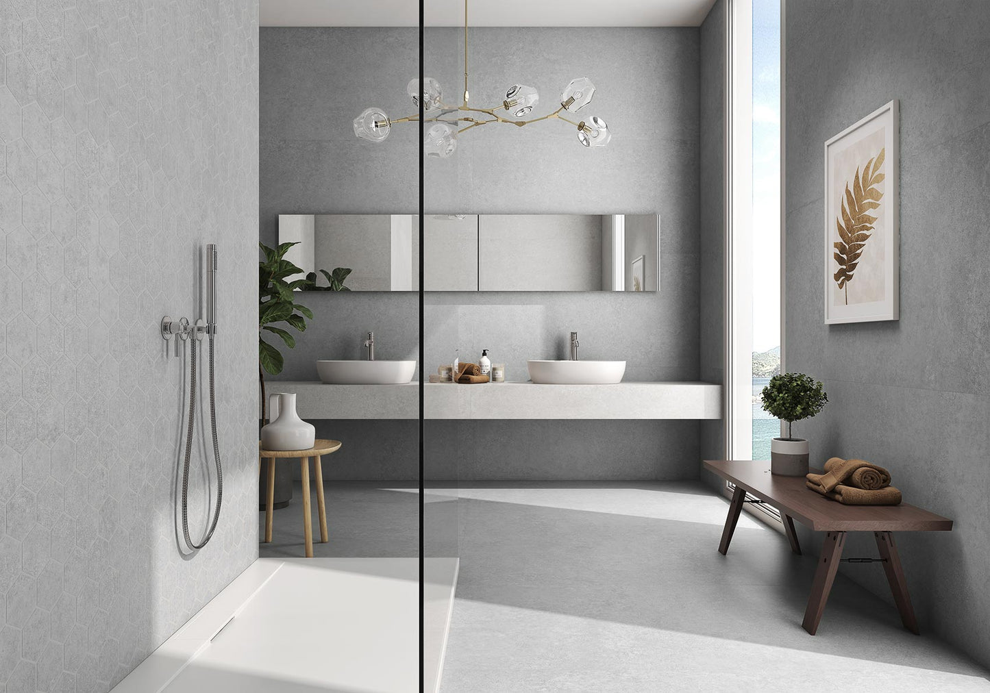 Gresie Atrium Grey 59.5x119.2 cm, portelanata, rectificata, productie Spania