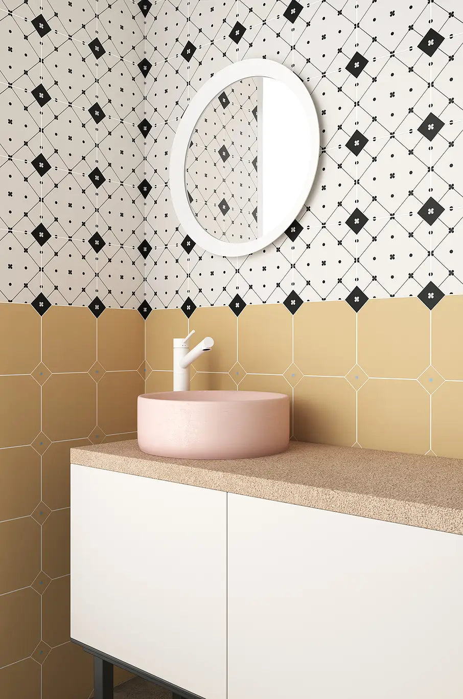 Gresie decorativa Octogon Tender Dec.3 Black&White 20×20 cm