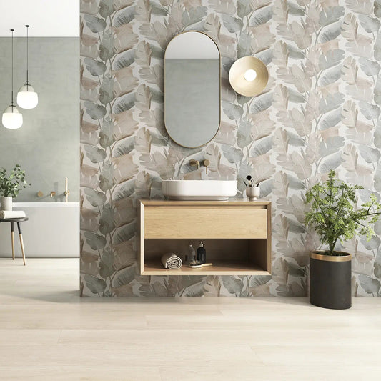 Faianta decorativa Enya Leaves White 31.6x100 cm